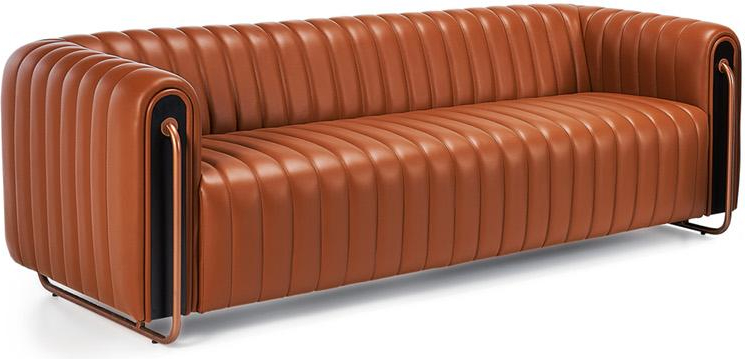 Depth Leather Upholstered Metal Design Office Sofa
