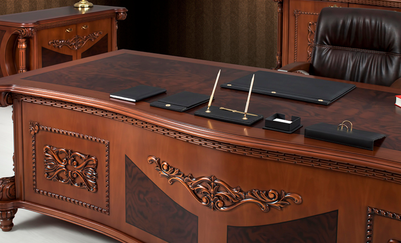 Carved Classic Executive Desk Set