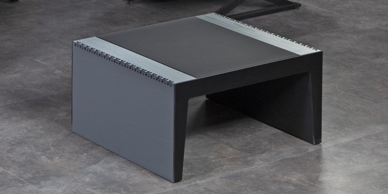 Side Table With Leather Details