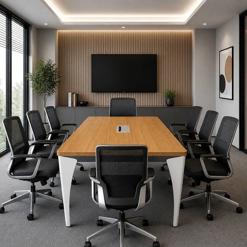 ATOM PORSCHE DATAPORTLU TEAK MDF TOPLANTI MASASI