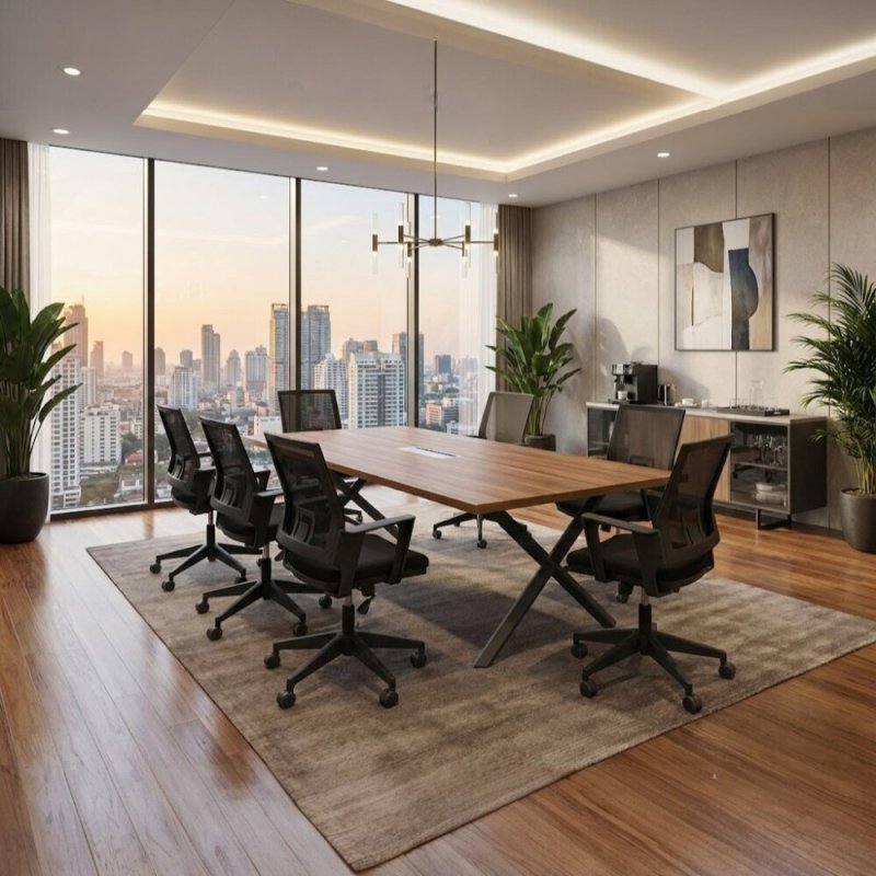 ATOM X DATAPORTLU CEVİZ MDF TOPLANTI MASASI