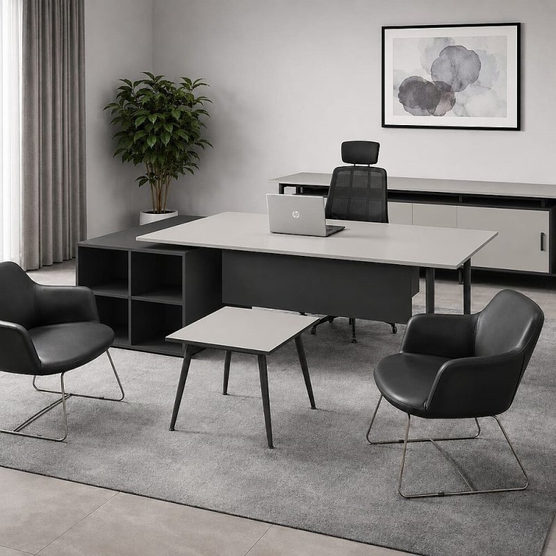 ATOM MARBELLA MDF YÖNETİCİ OFİS TAKIMI ANTRASİT KÜL GRİ