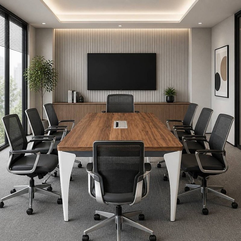 ATOM PORSCHE DATAPORTLU CEVİZ MDF TOPLANTI MASASI