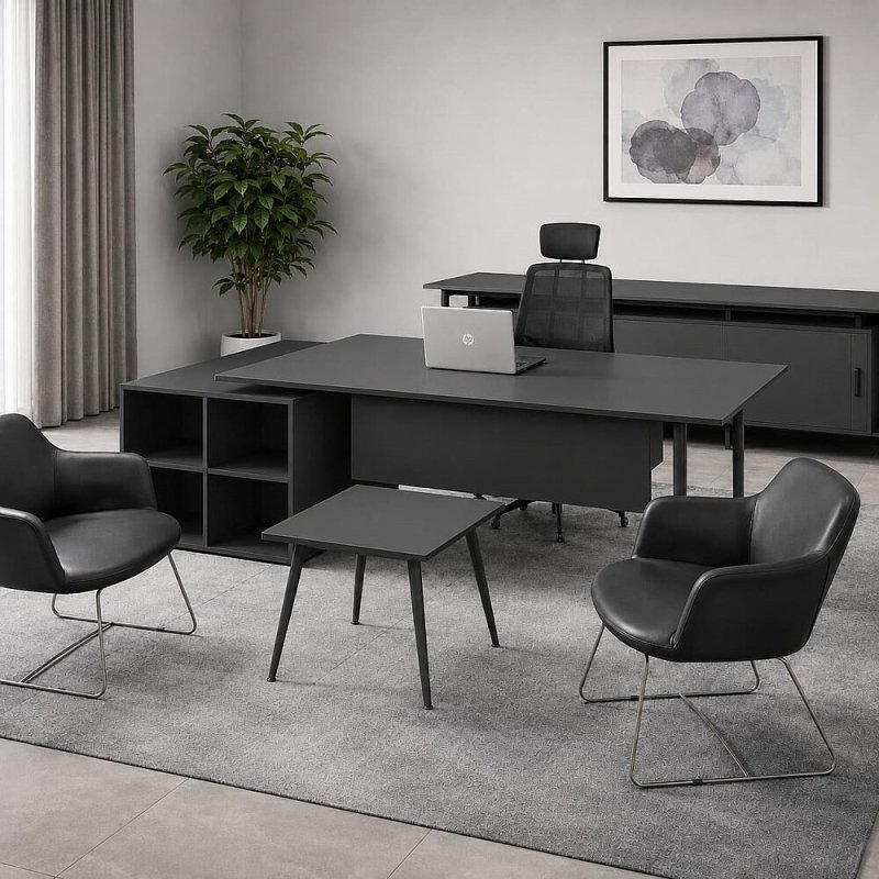 ATOM MARBELLA MDF YÖNETİCİ OFİS TAKIMI ANTRASİT ANTRASİT