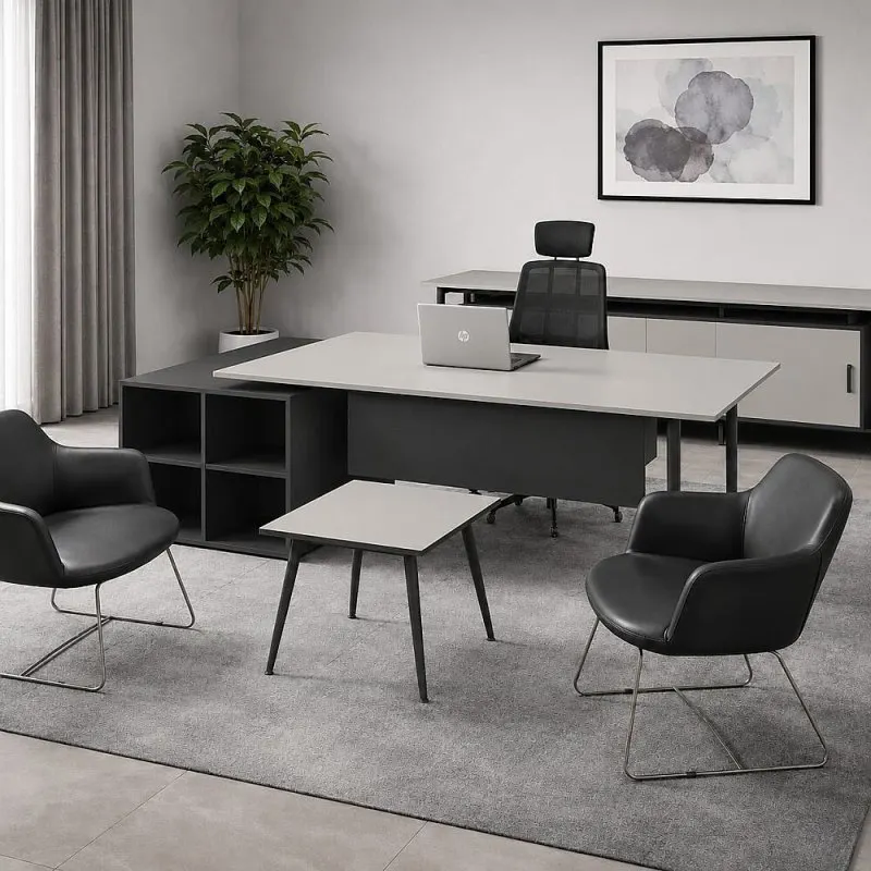 ATOM MARBELLA MDF YÖNETİCİ OFİS TAKIMI ANTRASİT KÜL GRİ